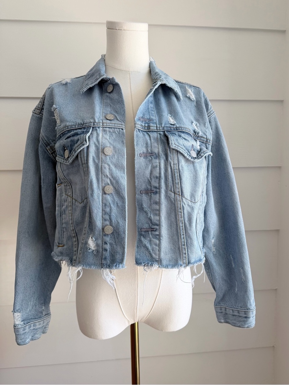 Boyish Harvey Blue Distressed Denim Jacket Some Like it Hot XS